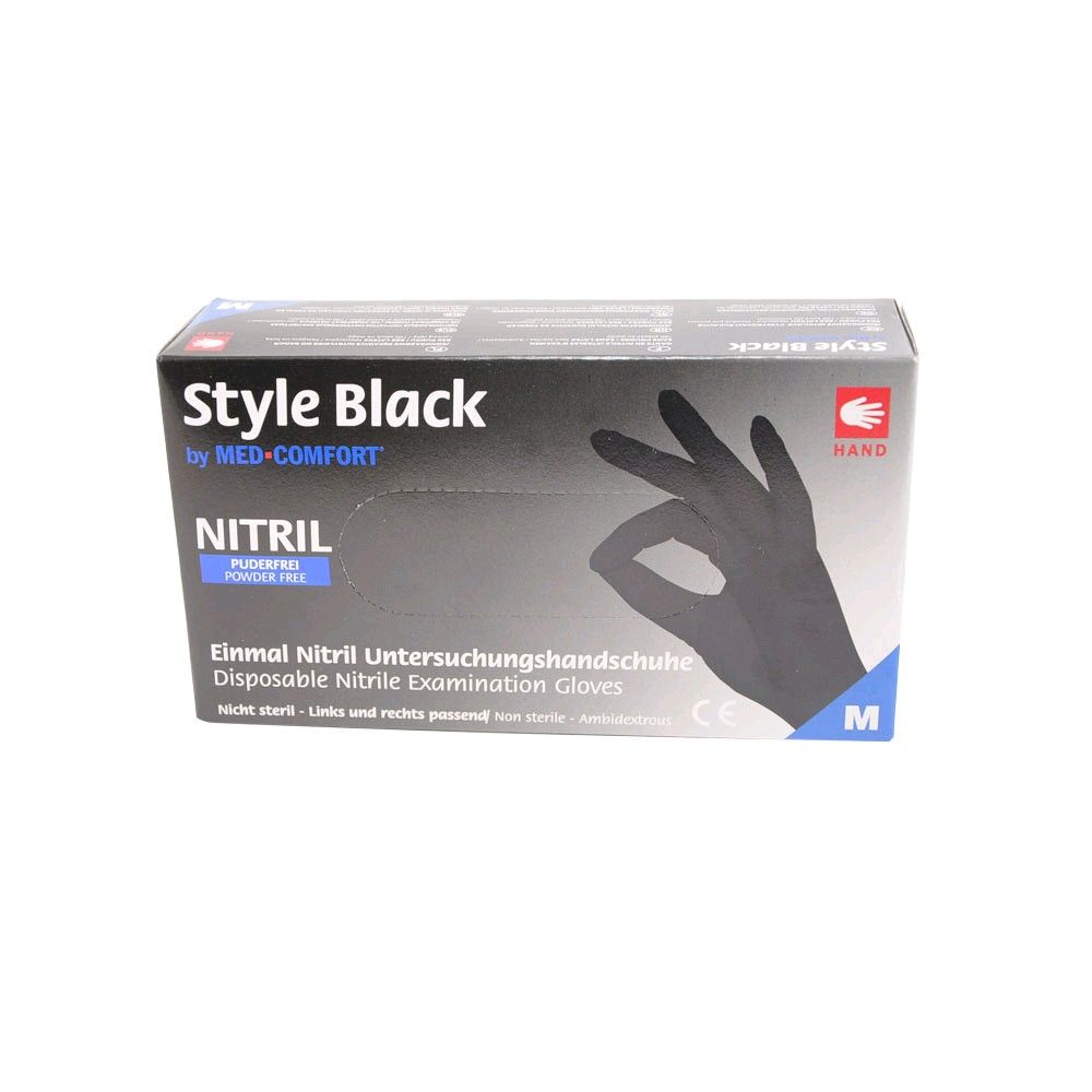 Ampri Style Black - Nitril Handschuhe schwarz, puderfrei, 100 St.