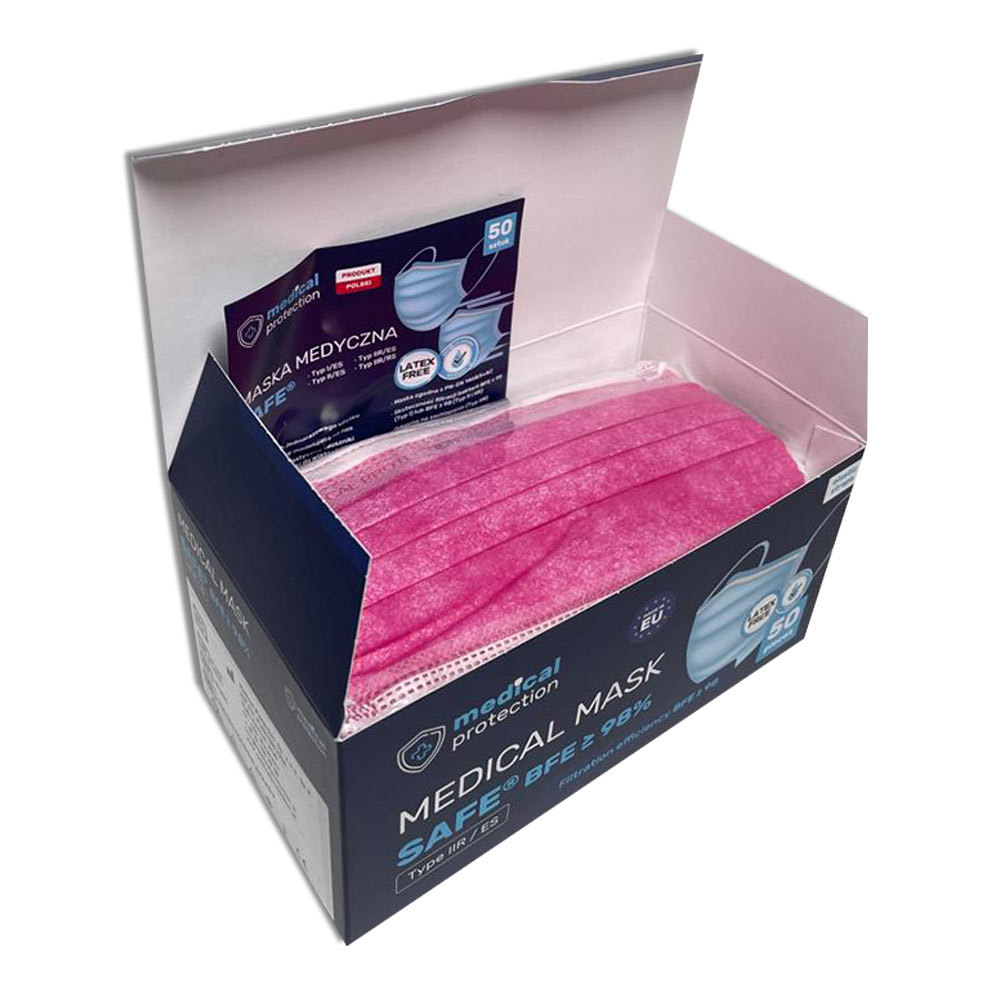 Mundschutz SAFE® von Medical Protection, 3-lagig, pink, 50 St.