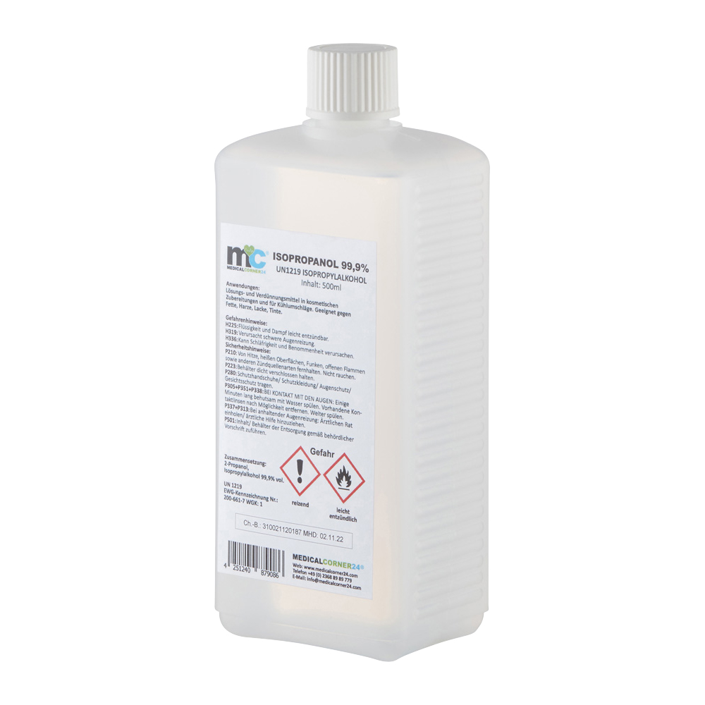 Medicalcorner24 Isopropanol 99,9 %, Isopropylalkohol, 500 ml