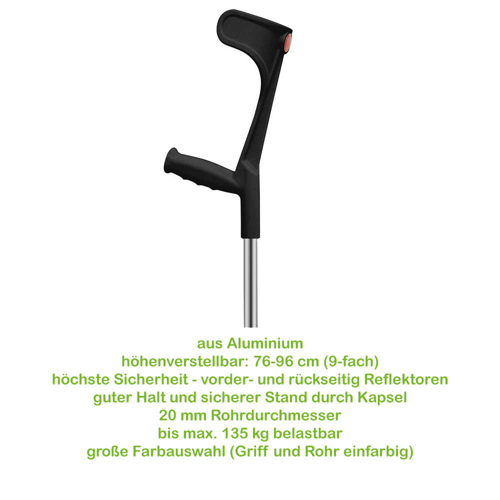 Behrend Unterarmgehstütze, höhenverstellbar, Alu, 135kg, schwarz