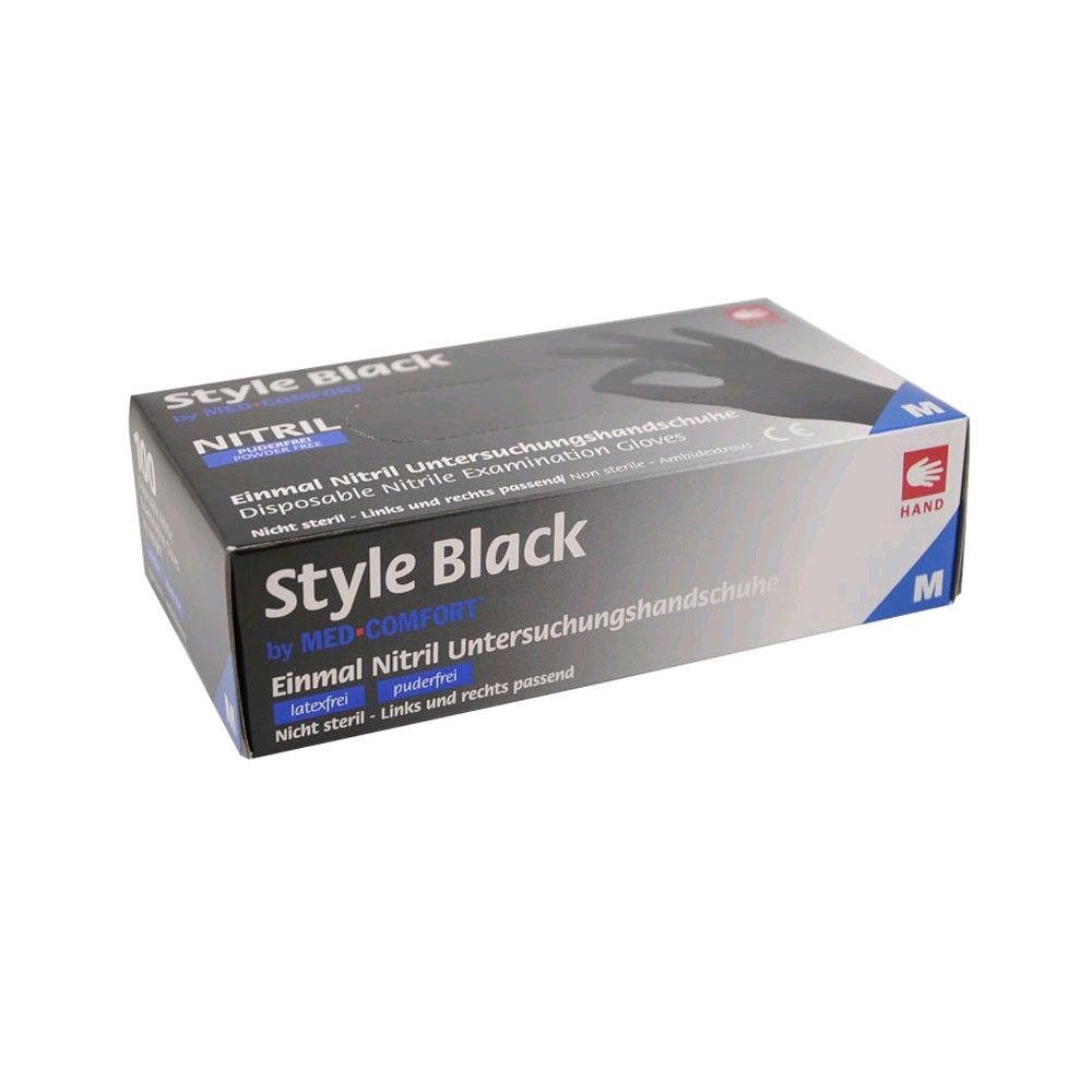 100 Ampri Style Black nitrile Handschuhe, puderfrei, latexfrei, Gr.XS