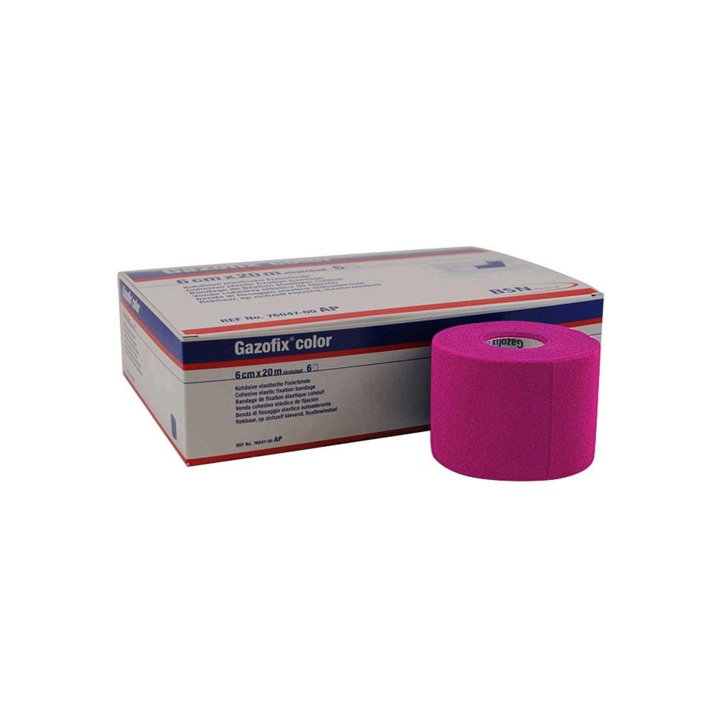 Gazofix color Fixierbinde von BSN, kohäsiv, elastisch 20mx6cm, pink