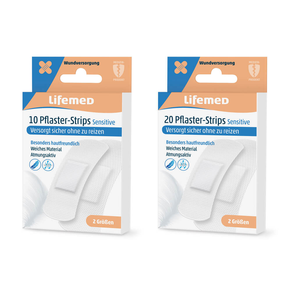 Pflasterstrips Sensitive, weiss, von Lifemed®, 2 Größen