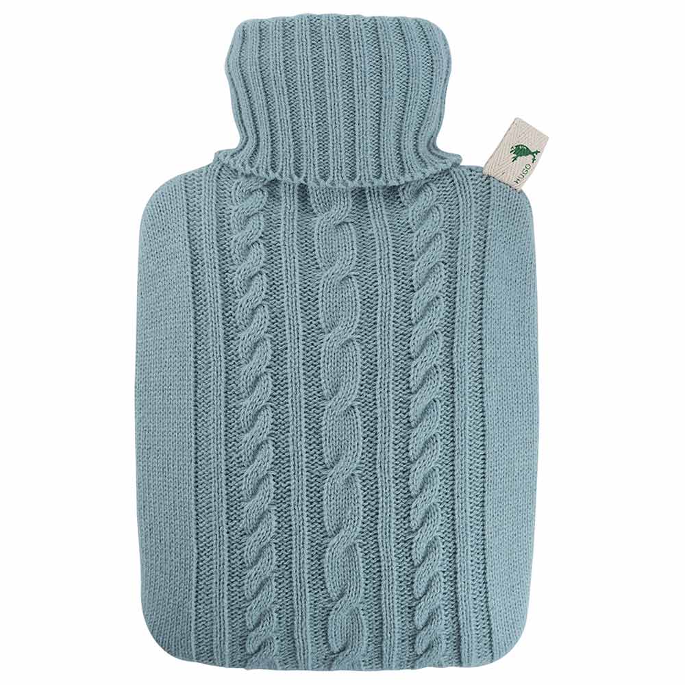 Hugo Frosch Klassik Wärmflasche 1,8 L, Strickbezug, pastell-blau