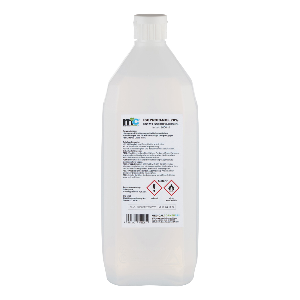 Medicalcorner24 Isopropanol 70%, Isopropylalkohol 1 Liter Sprühflasche