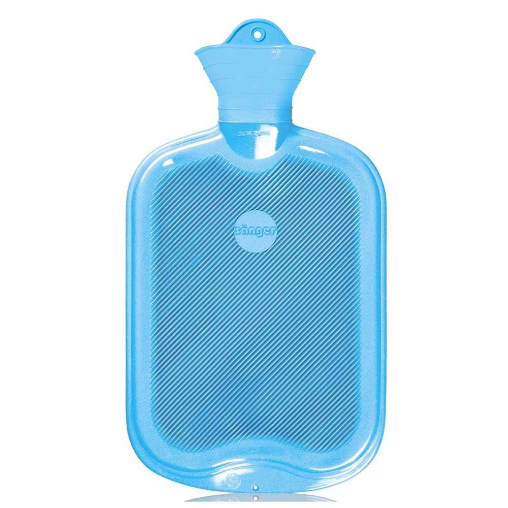 Sänger Gummi-Wärmflasche, einseitig Lamellen, 2 Liter, hellblau