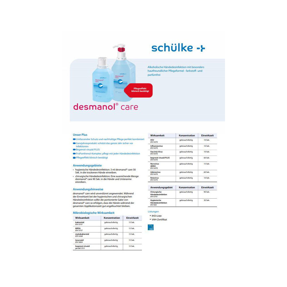 Schülke Händedesinfektion desmanol® care, Hyclick, 500ml