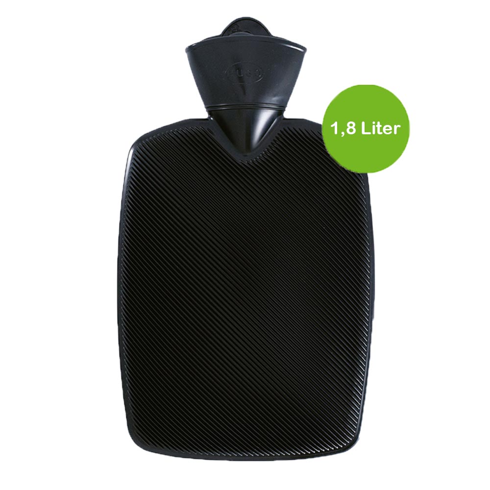 Hugo Frosch Klassik Wärmflasche 1,8 L, Halblamelle, schwarz