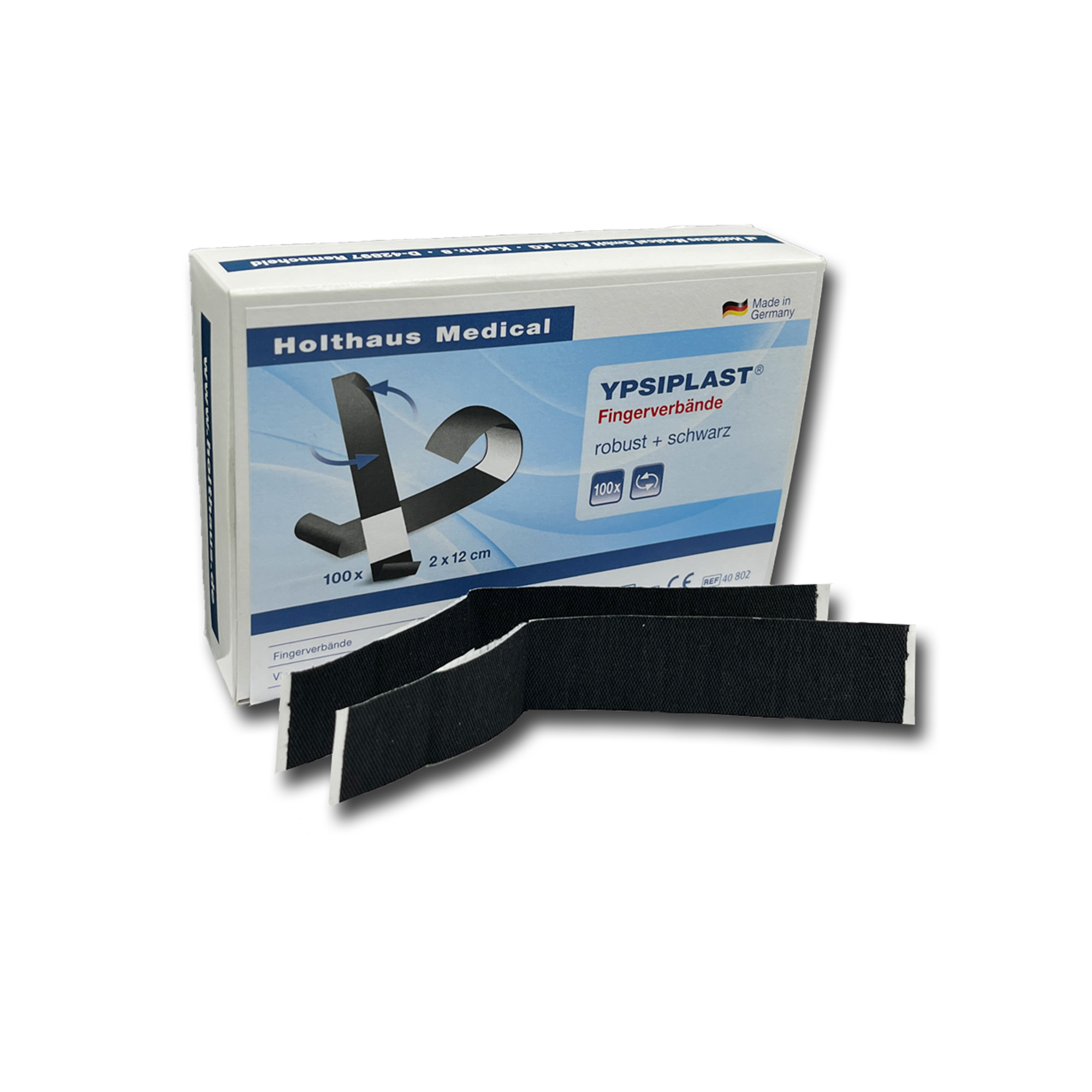 Holthaus Medical YPSIPLAST® Fingerverbände, robust, schwarz, 100 Stück, 2 x 12cm