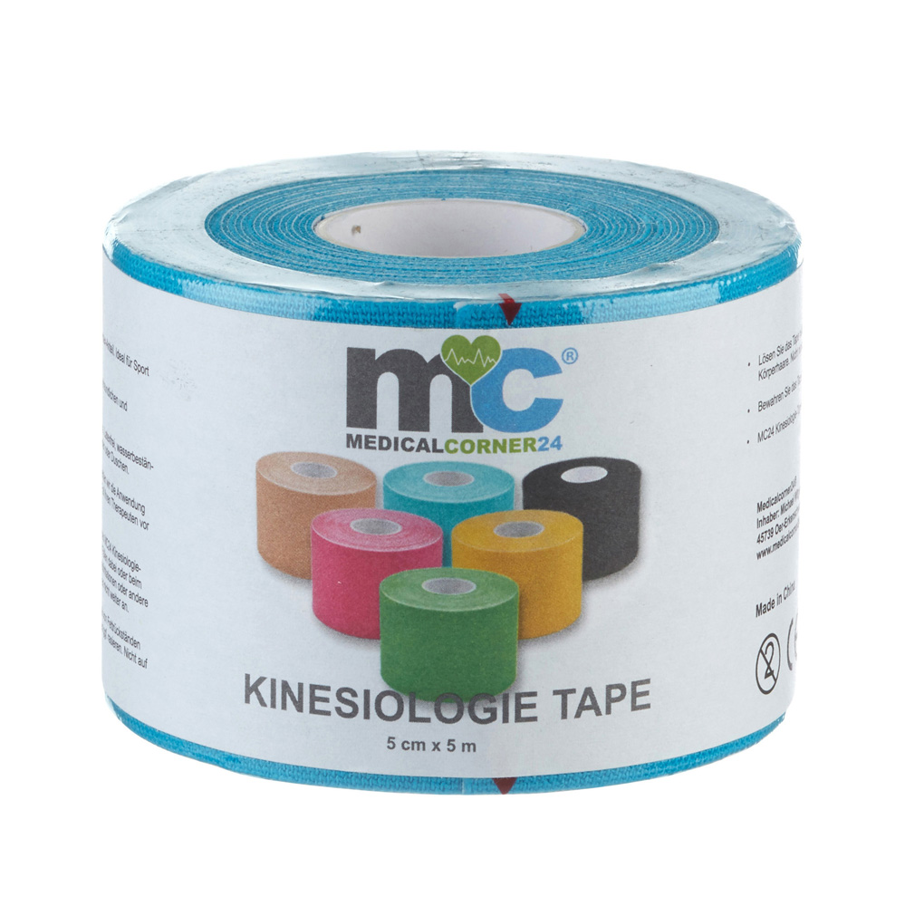 Medicalcorner24 Power Kinesiologie Tape, 5 cm x 5 m, 1 Rolle, blau