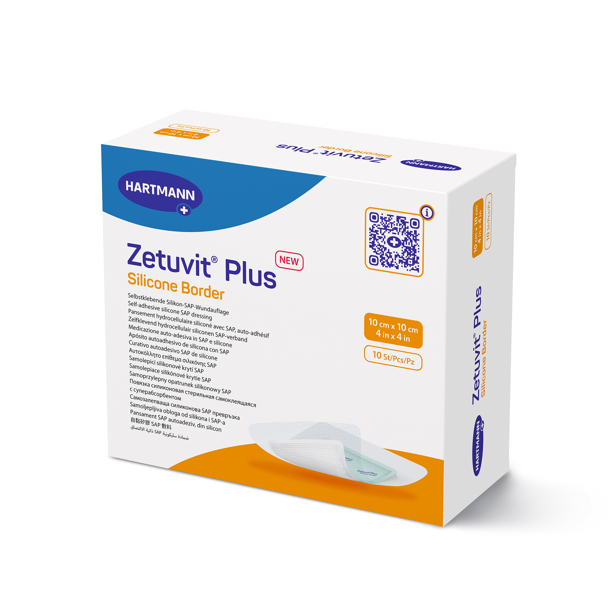 Hartmann Zetuvit® Plus Silicone Border 10 x 10 cm, steril, 10 St.