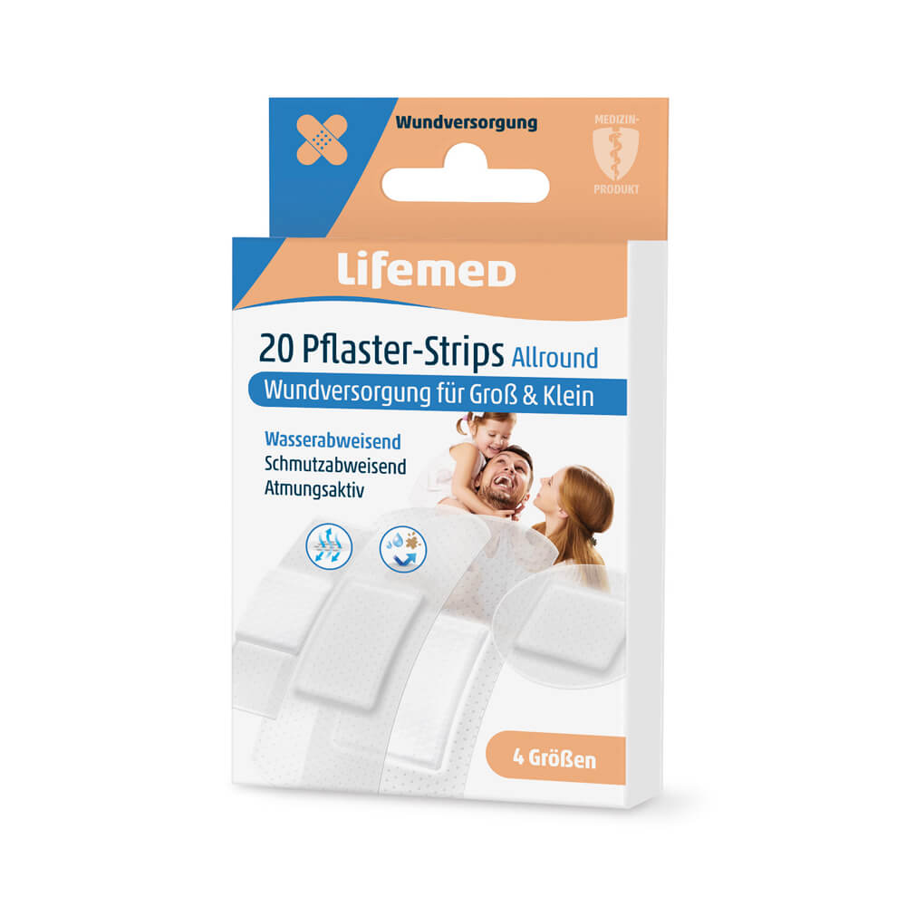 Pflasterstrips Allround, halbtransparent, von Lifemed®, 4 Größen, 20 Stück