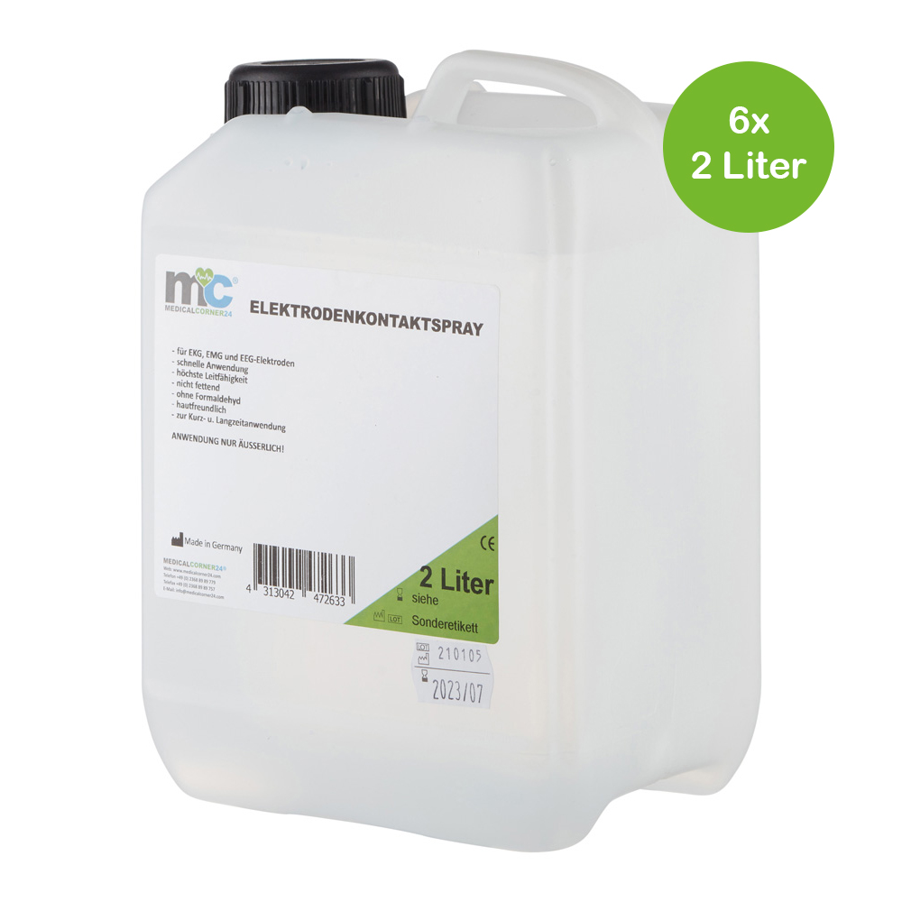 Elektroden Kontaktspray, Kontaktmittel für EKG, EMG, EEG, 6x 2 Liter