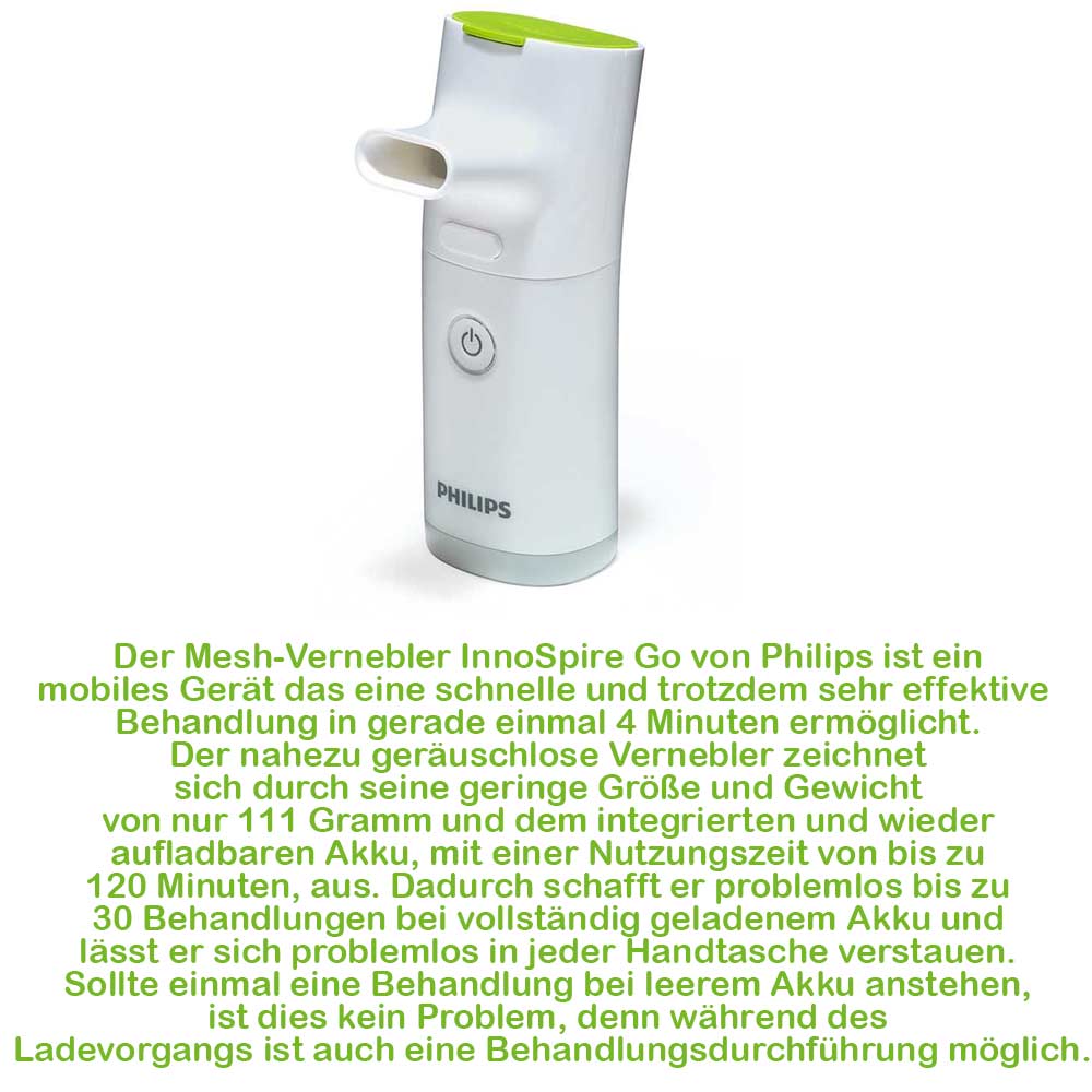 Philips Mesh-Vernebler InnoSpire Go, mobil, integrierter Akku