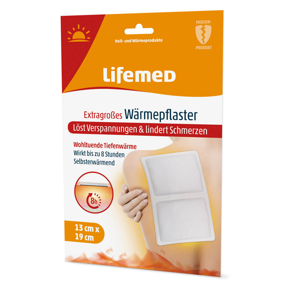 Wärmepflaster, für bis zu 8 Std., gegen Schmerzen, von Lifemed®, 19x13cm