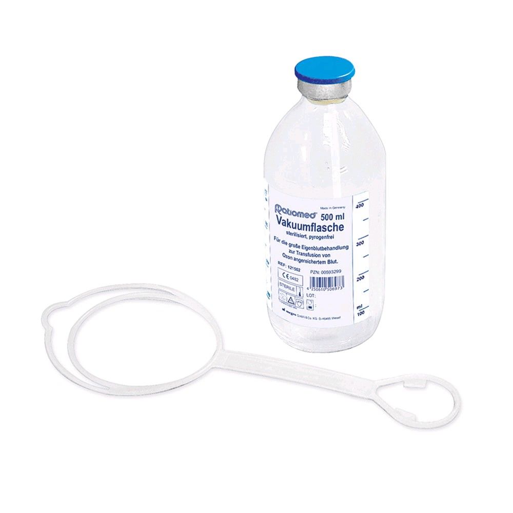 Ratiomed Vakuumflasche, Ozon-Therapie, Flaschenhalter, Glas, 500ml