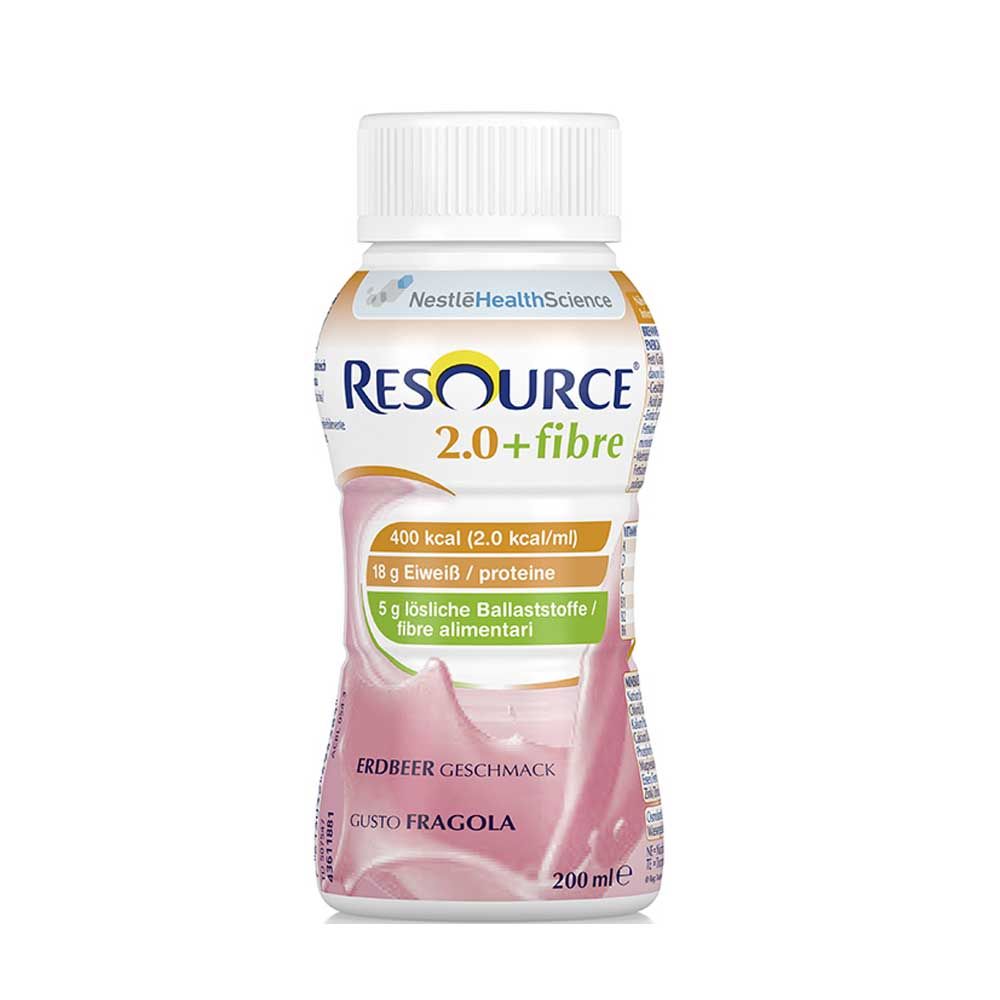 Nestle Resource 2.0 plus Fibre Trinknahrung, 24x200ml, Erdbeere