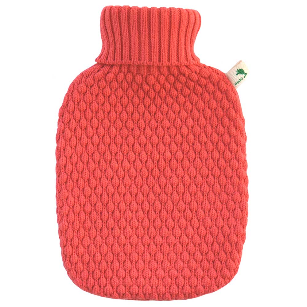 Hugo Frosch Klassik Wärmflasche 1,8 L, Strickbezug, Koralle
