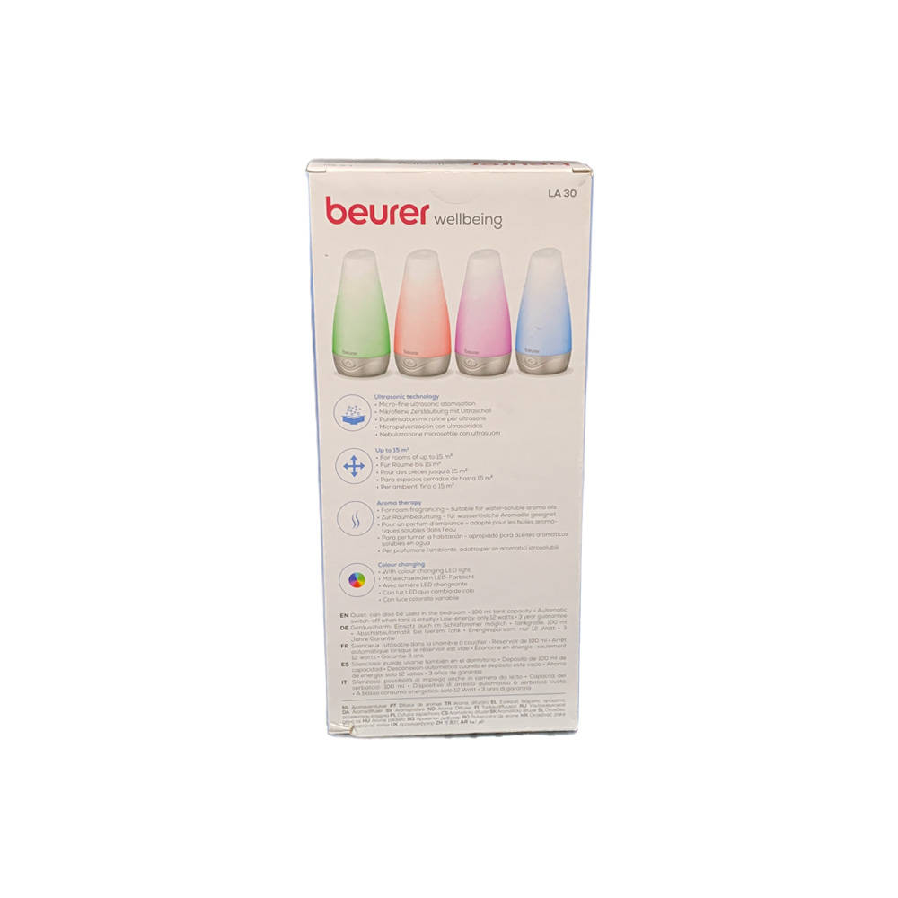 Beurer LA 30 Aroma Diffuser, Ultraschall-Luftbefeuchter, LED Farblicht