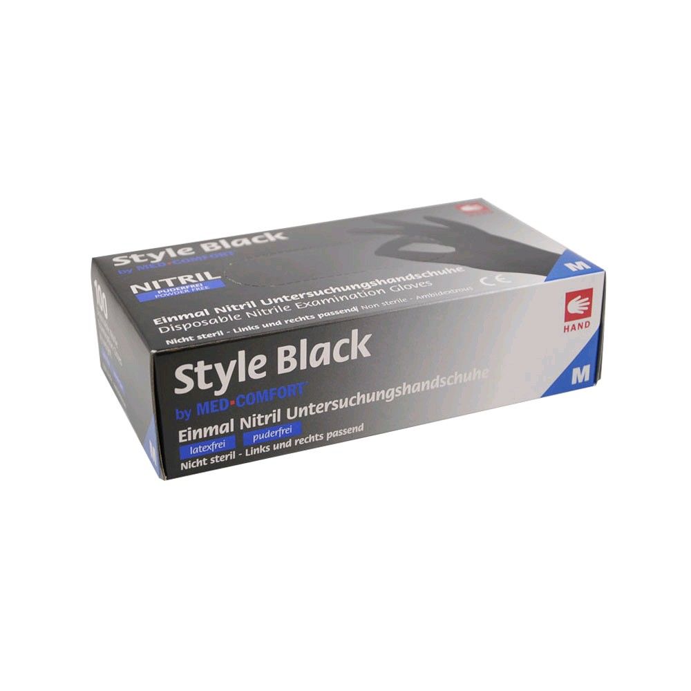 100 Ampri Style Black nitrile Handschuhe, puderfrei, latexfrei, Gr.L