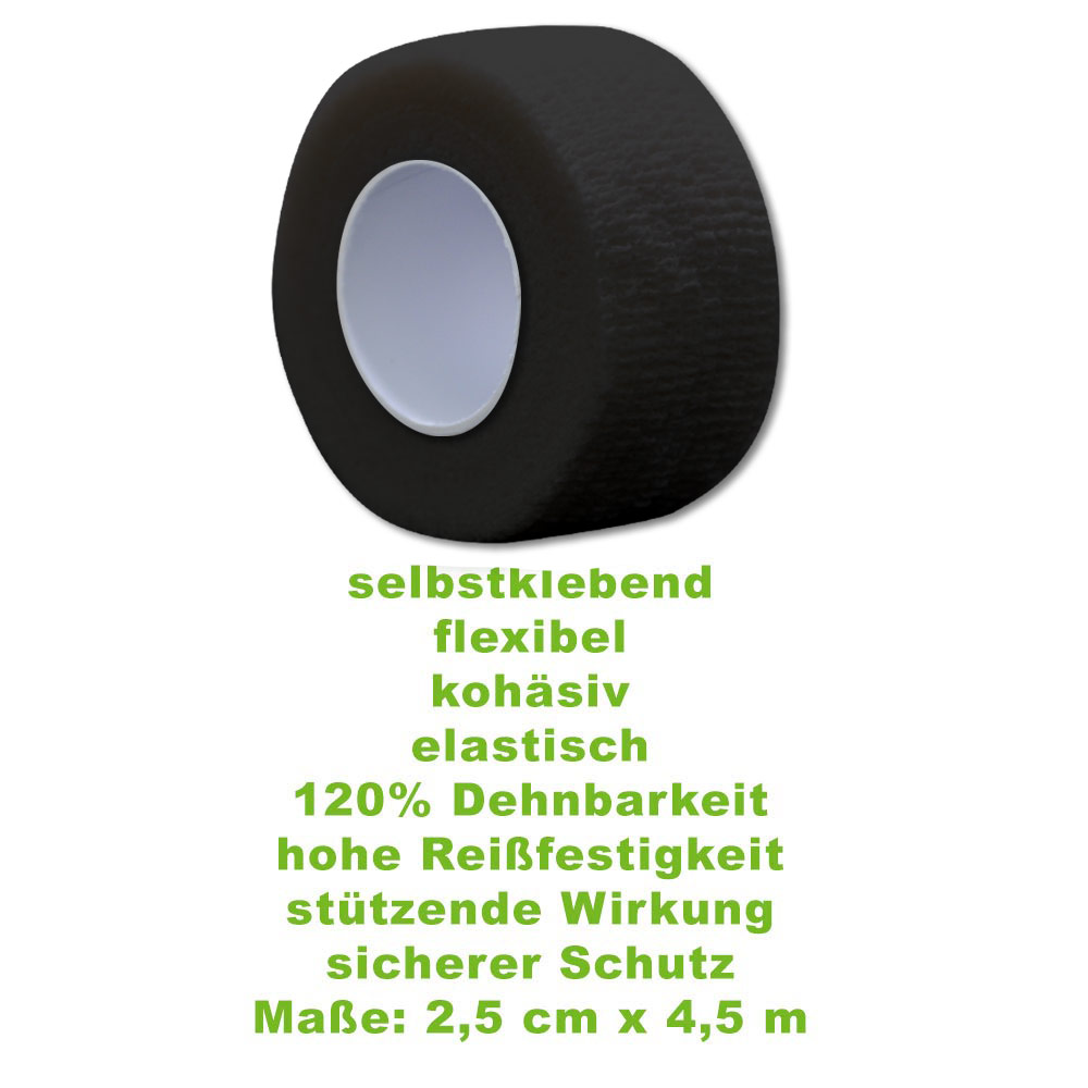 MC24® Fingertape color, kohäsiv, 2,5cmx4,5m, schwarz, 10St