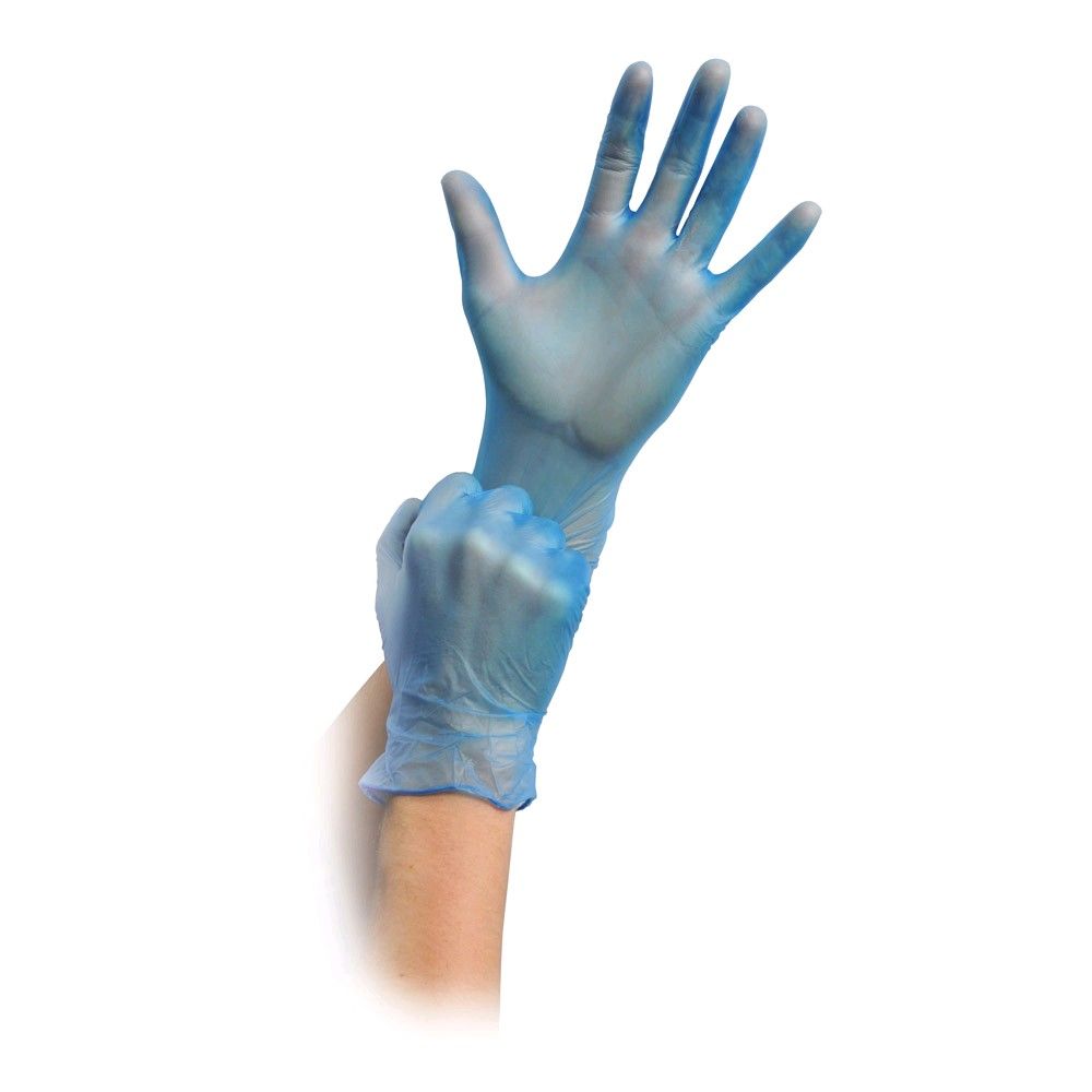 Vinyl Handschuhe, blau, puderfrei, von MaiMed vinyl blue PF, 100 St.