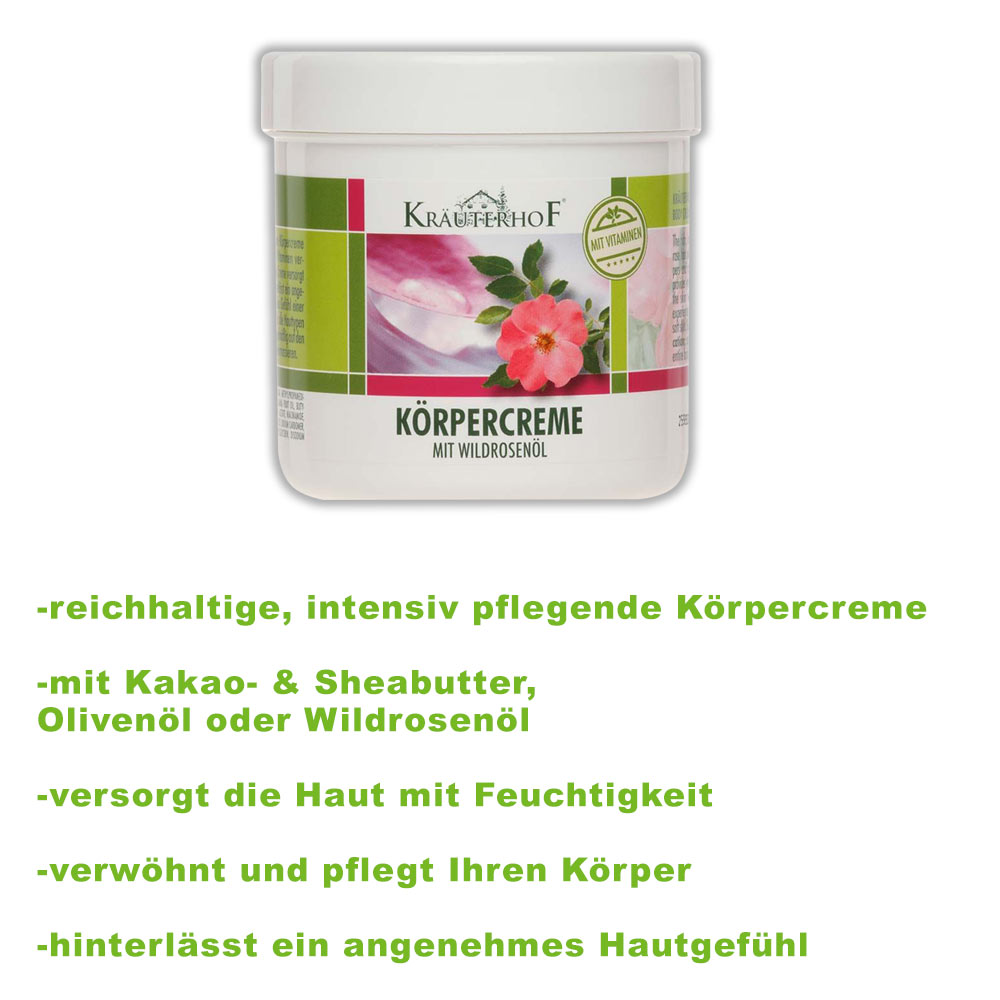 Asam Kräuterhof® Körpercreme mit Wildrosenöl, f. jede Haut, 250ml