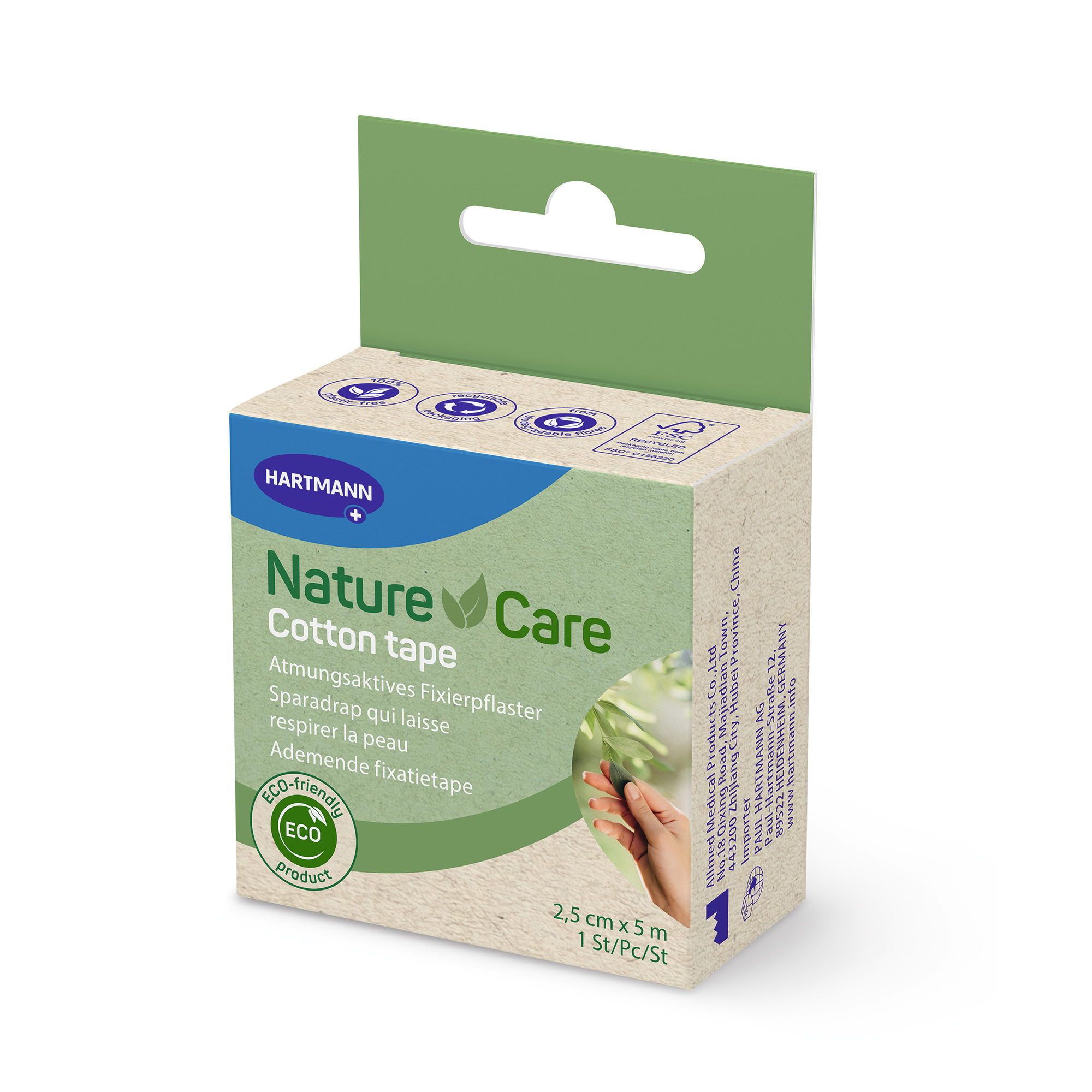 Hartmann Nature Care Fixierpflaster 2,5 cm x 5 m auf Papierrolle, einzeln verpackt