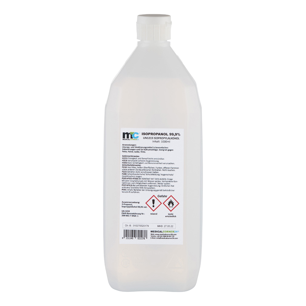 Medicalcorner24 Isopropanol 99,9%, Isopropylalkohol, 1 L Sprühflasche