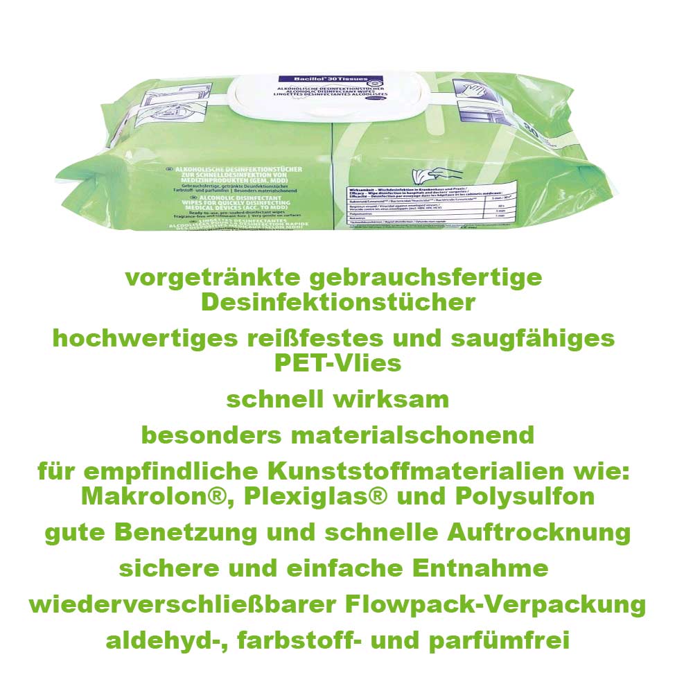Schnell-Desinfektionstücher Bacillol® 30 Tissues von BODE, 80 Stück