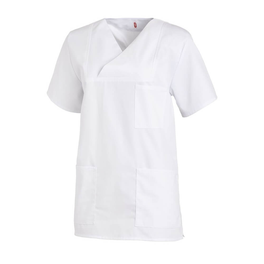Leiber Schlupfkasack, Unisex, Kurzarm, 1 Brust-/ 2 Seitentaschen, Weiß, I