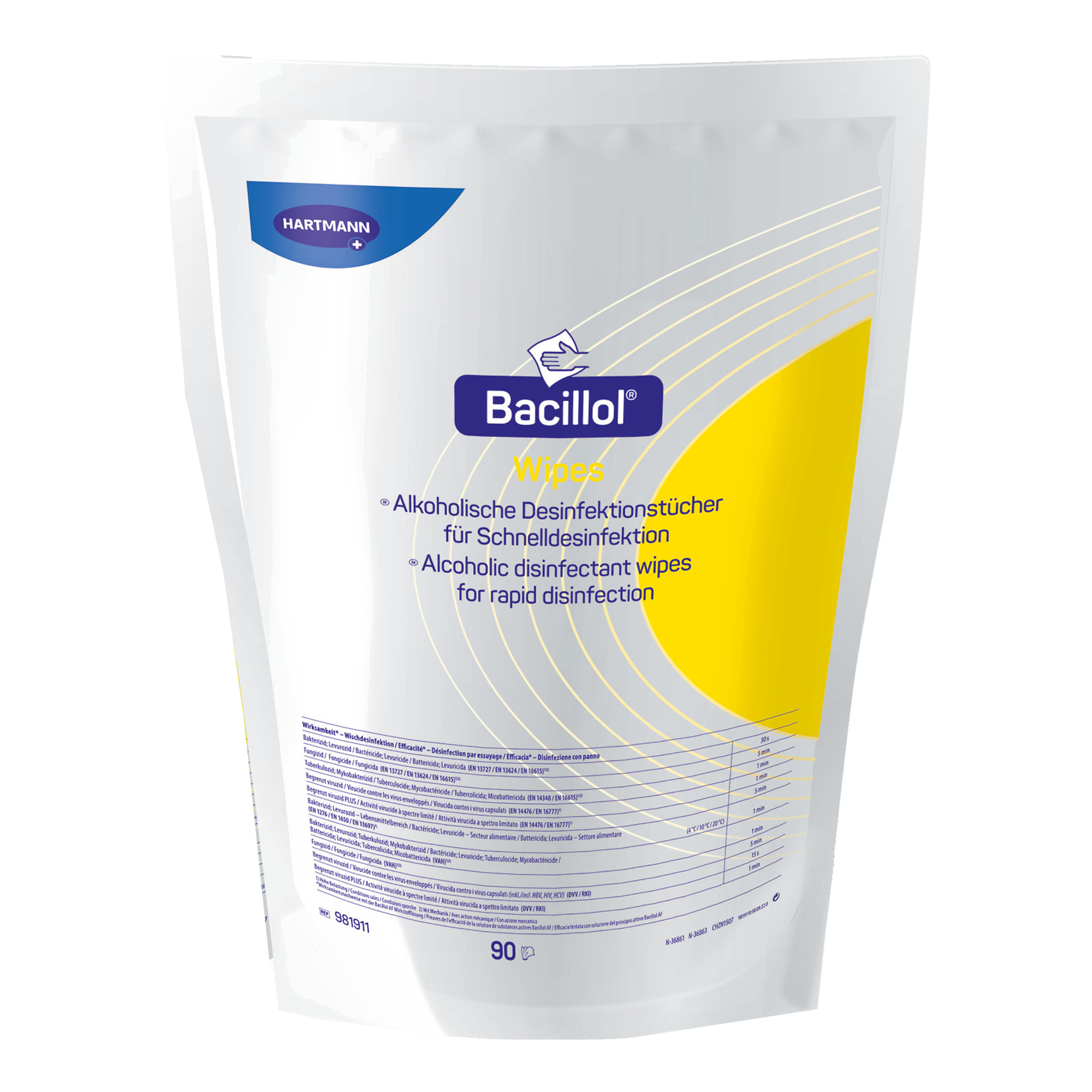 BODE Bacillol Wipes, Desinfektionstücher,Standboden-beutel mit 90 St.