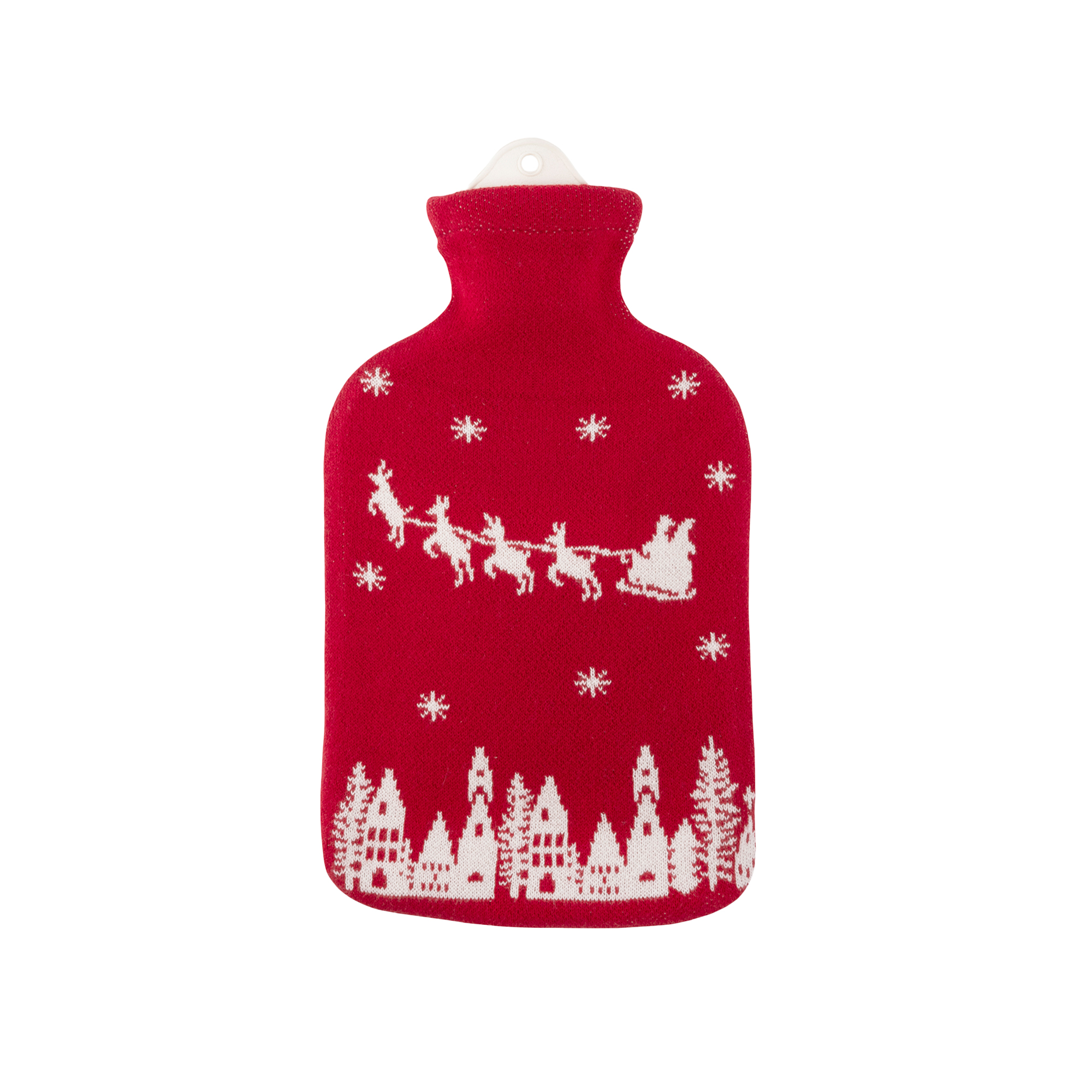 Sänger 2L Wärmflasche mit Strickbezug aus Baumwolle, Weihnachtsmann