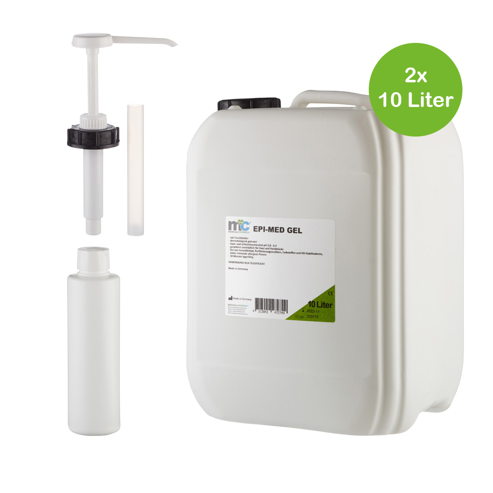 IPL Gel Epimed, 2 x 10 Liter Kanister, Dosierspender und Leerflasche