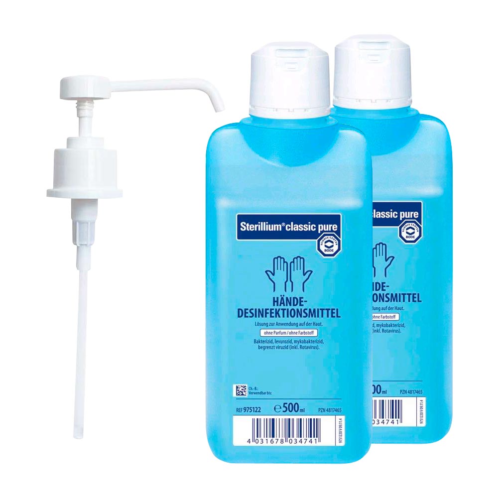 Bode Sterillium Classic Pure Händedesinfektion 2x 500ml, Dosierpumpe