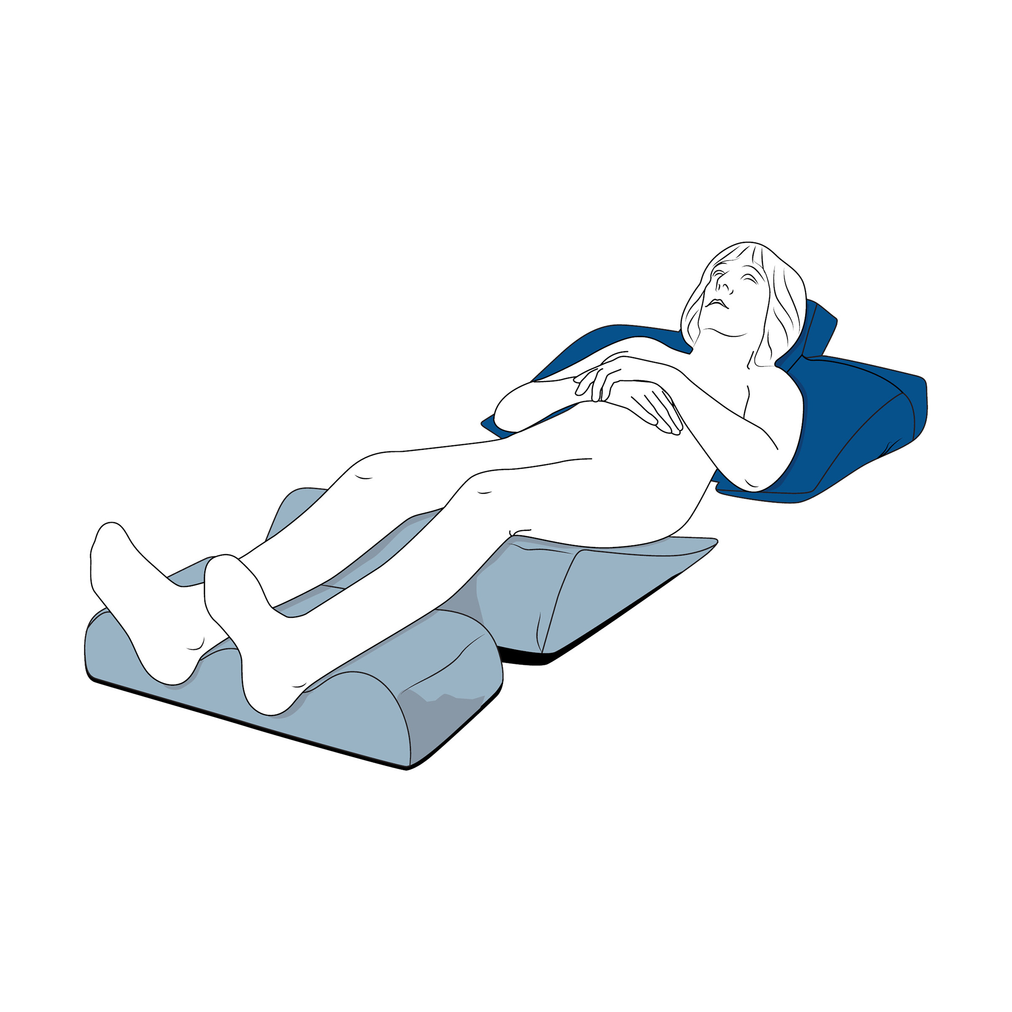 SHP CAREPUR Semi-Fowler-Kissen M, blau, 65 x 50 x 15 cm