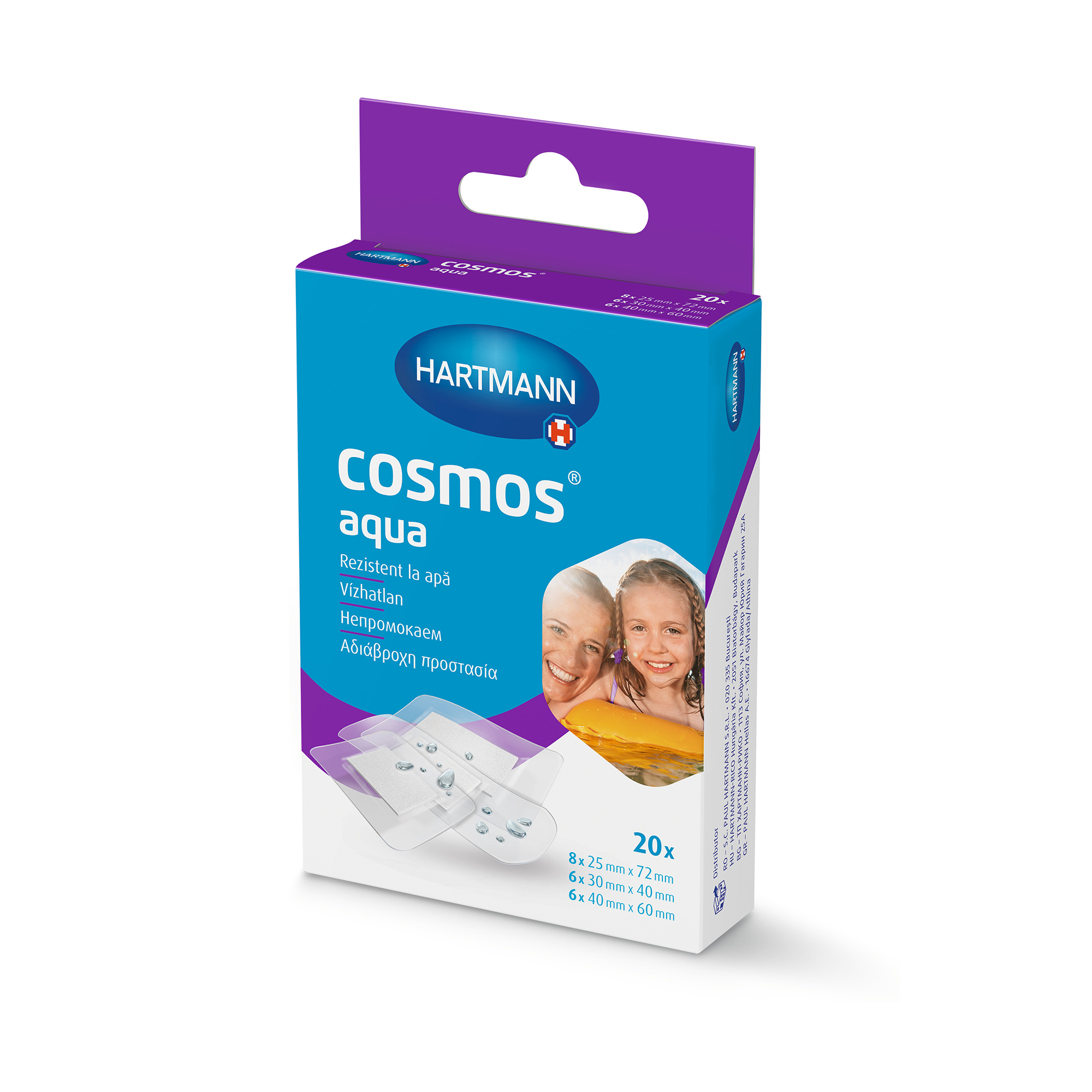Hartmann Cosmos® aqua in 3 verschiedenen Größen, in einer Faltschachtel