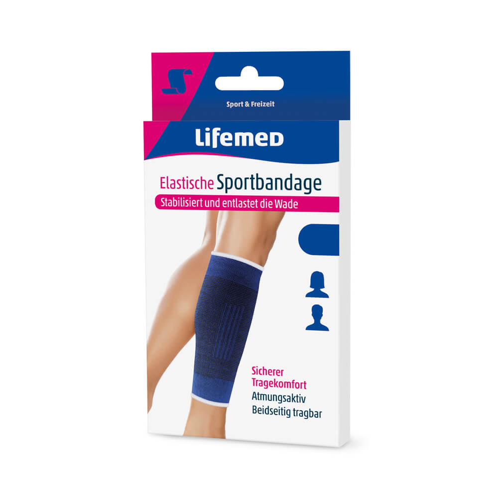 Wadenschutz, Elastische Sportbandage, von Lifemed®, blau, Gr. S-XL