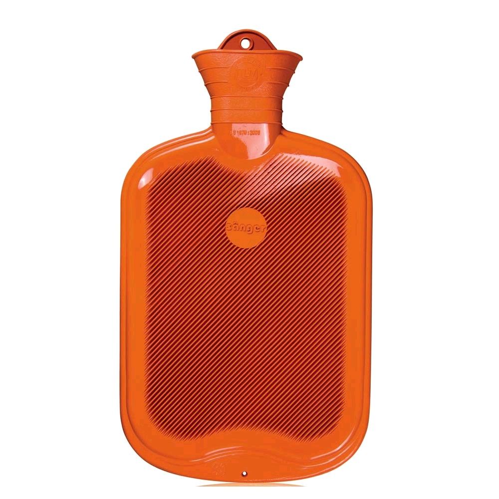 Sänger Gummi-Wärmflasche, beidseitig Lamellen, 2 Liter, orange