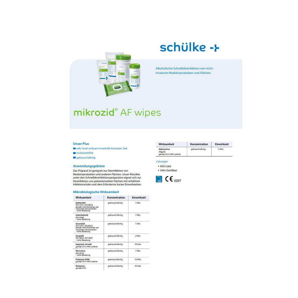 Schülke mikrozid® AF wipes, Desinfektionstücher, 150 wipes Spenderdose