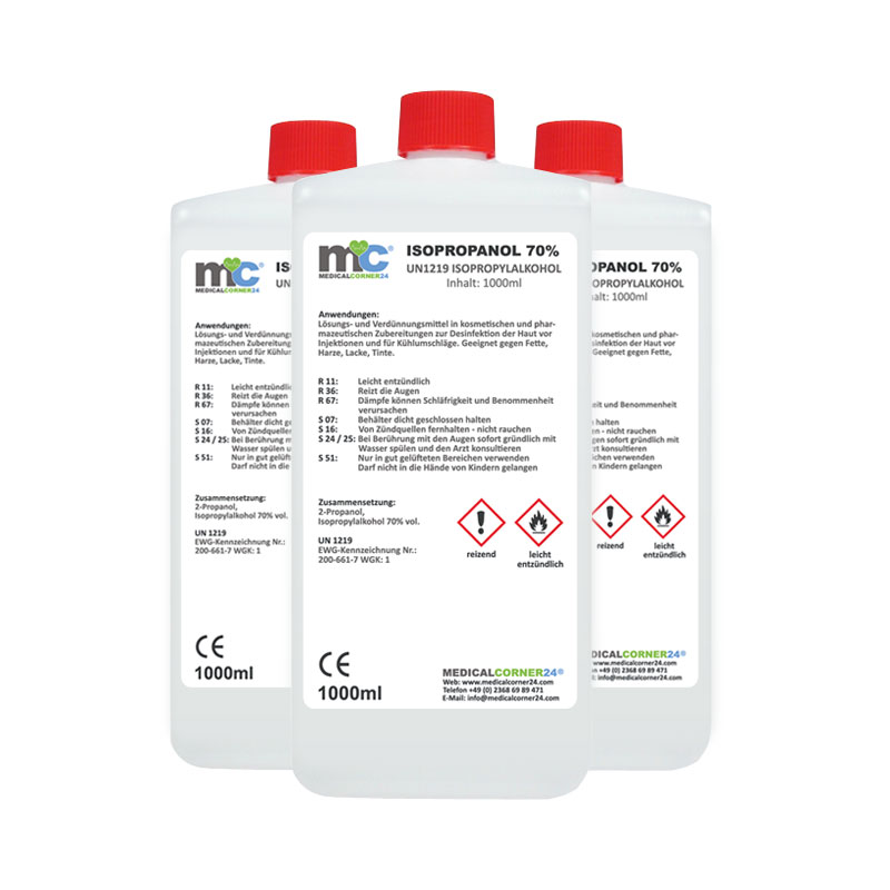  Alkohol f. medizinische Zwecke, Isopropanol 99%  Isopropylalkohol, IPA 99 Prozent zur medizinischen Desinfektion und  Reinigung.