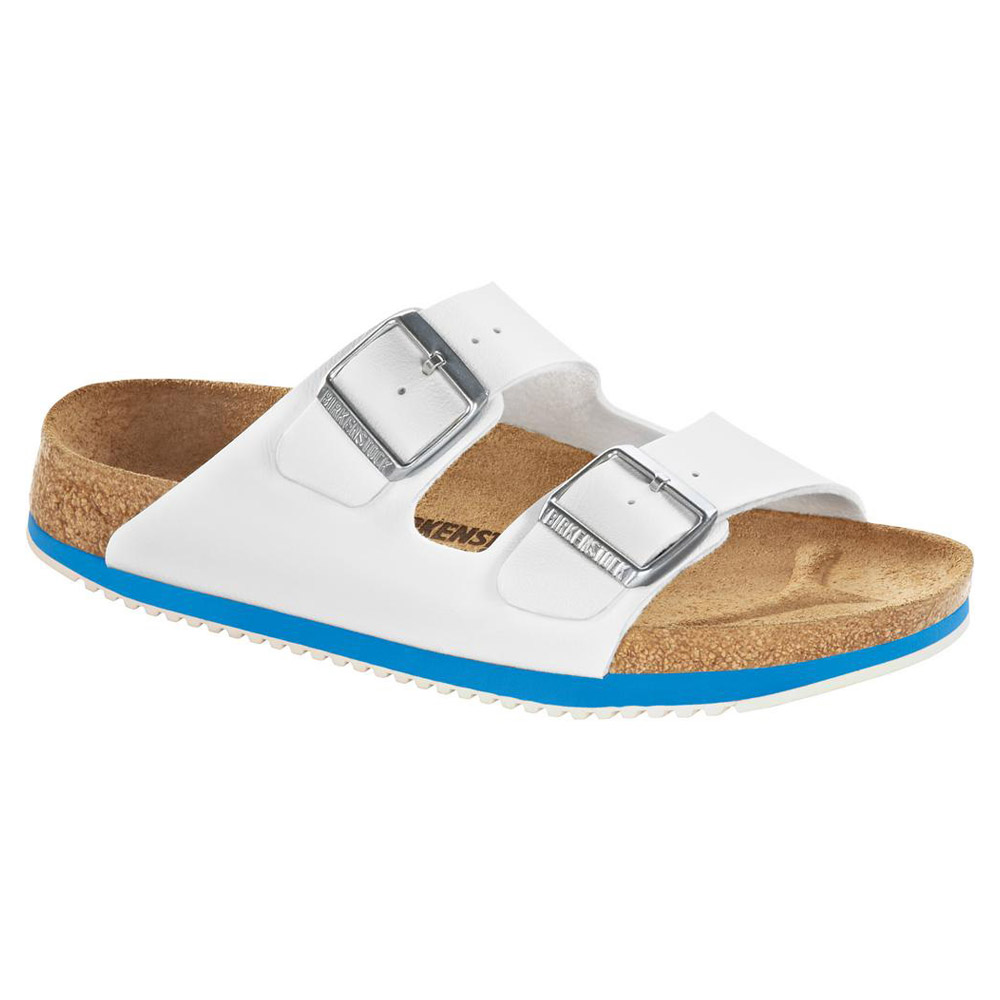 Birkenstock Arizona SL mit Superlaufsohle, weiß-blau, Gr. 44