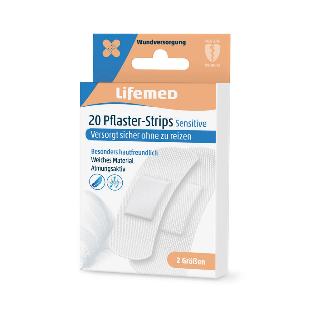 Pflasterstrips Sensitive, weiss, von Lifemed®, 2 Größen, 20 Stück