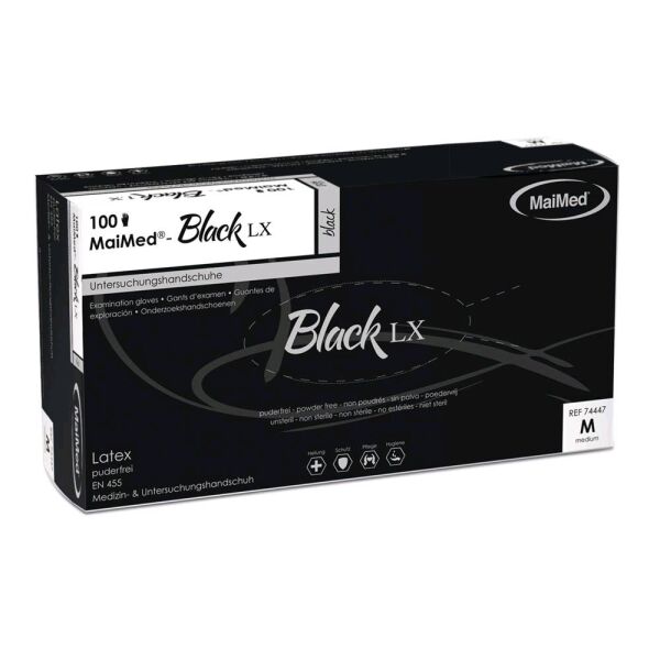 Black LX, Tattoo Latex Handschuhe schwarz von MaiMed, puderfrei 100 St
